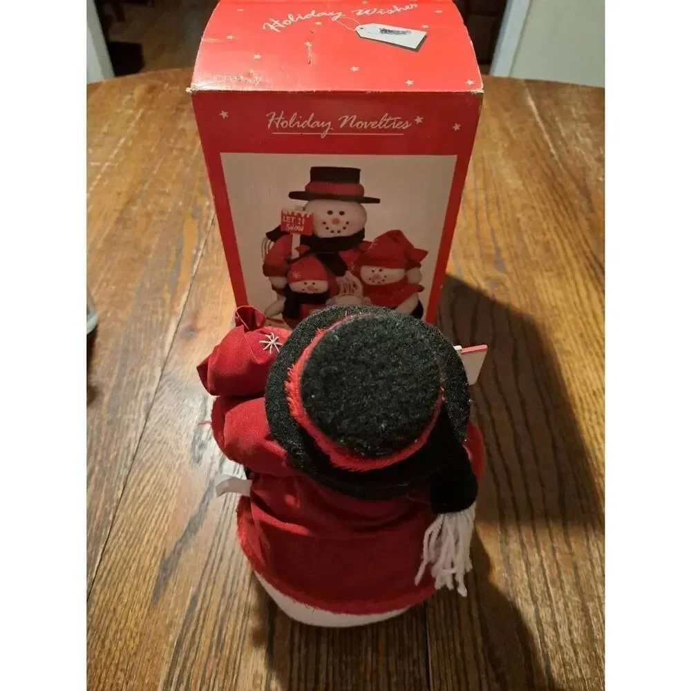 Vintage JC Penney Holiday Novelties Snowman Family Fabric Figurine Christmas